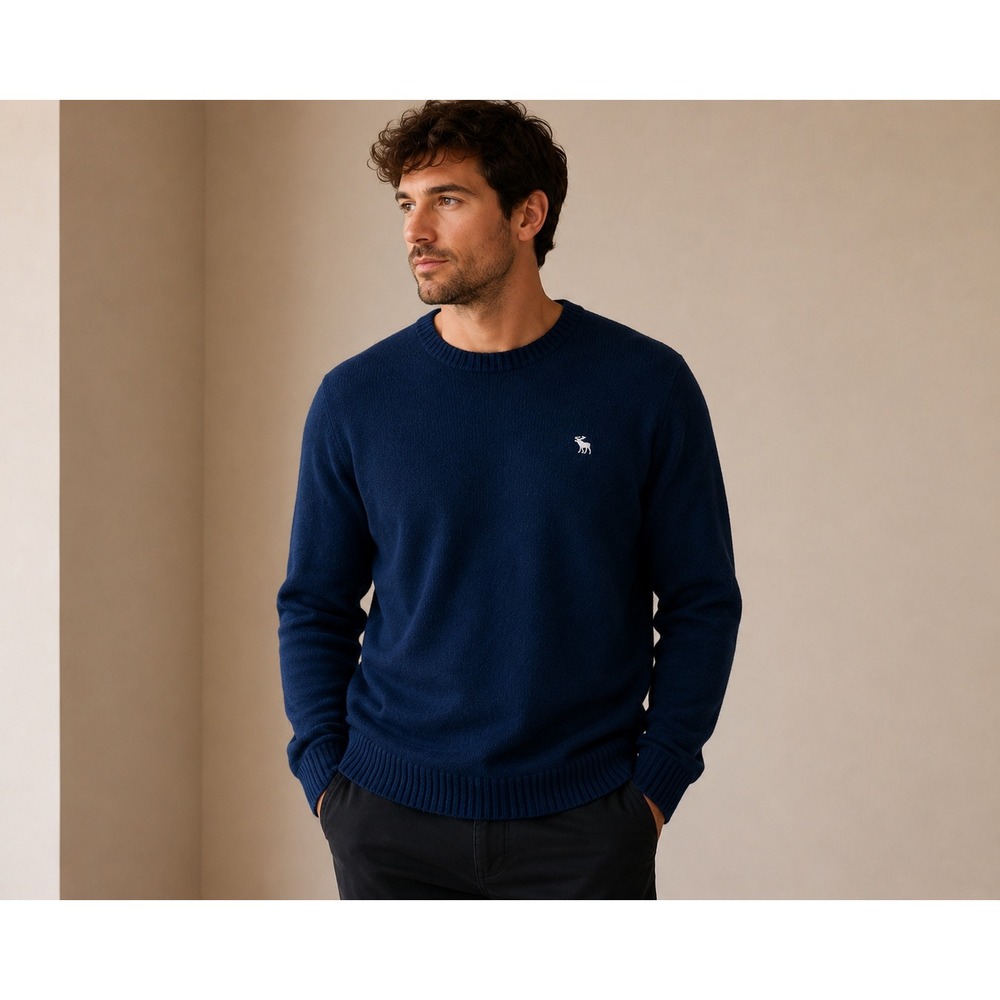 Abercrombie & Fitch Cotton Pullover Crew Neck Sweater Men's Size L Blue